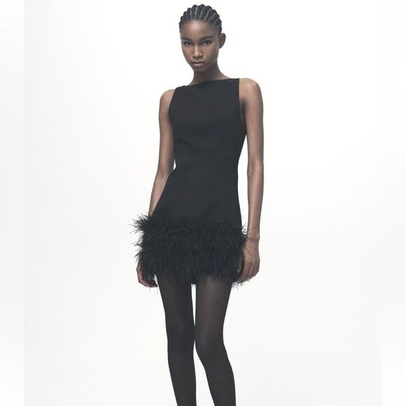 Zara | Dresses | Zarablack Stretchy Feather Dress | Poshmark Zara | Dresses | Zarablack Stretchy Feather Dress | Poshmark
